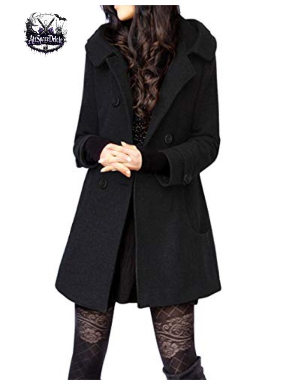 Hooded Wool Blend Peacoat Mid Long Double Breasted Winter Coat